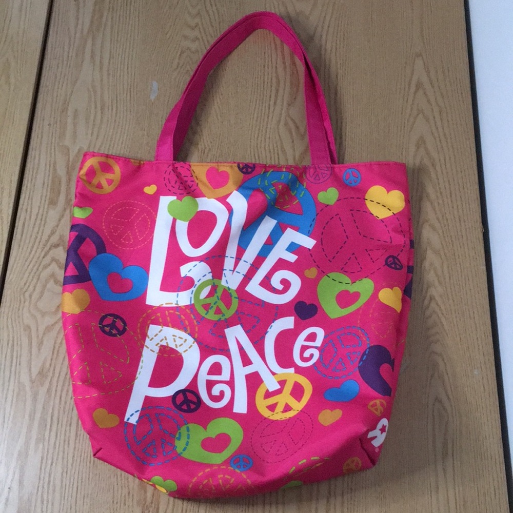 Vintage Toys R Us Love Peace Tote Bag Great Traveling Overnight Gym School Work